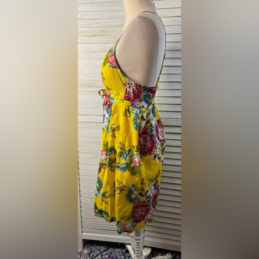 Luv By Chance Yellow Floral Midi Dress Medium NWT Cottagecore Garden Party - Picture 3 of 11